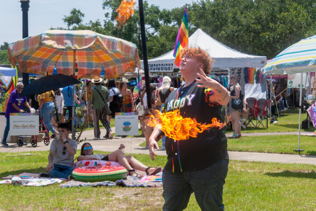 Person performing with fire